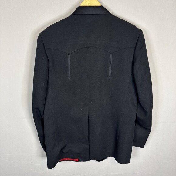 Vintage Pagano West Black Western Tuxedo Blazer Jacket 40R USA Made Satin Lapels - Picture 4 of 7